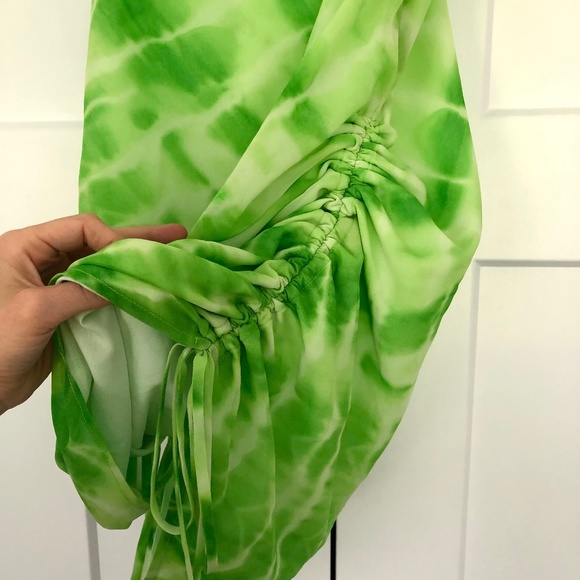 Revolve h:ours Fidelity Ruched Mini Dress Green Tie Dye Y2K Size Small - Picture 9 of 14